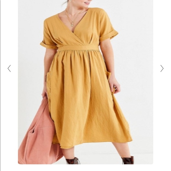 urban outfitters linen wrap dress